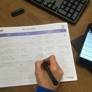 A digital pen and a smartphone can be used with a visitors  book for an easy solution to generate useful on-farm information. Photo: Carlos Piñeiro