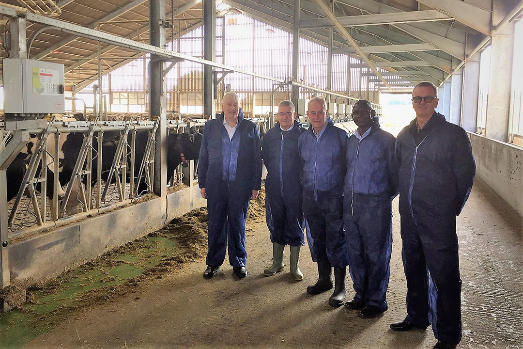 Left to Right - Robert Jones, Mike Chown, Phil Garnsworthy, University of Nottingham's Professor of Dairy Science, Joe Magadi, & Nigel Bateson. Photo: UFAC-UK