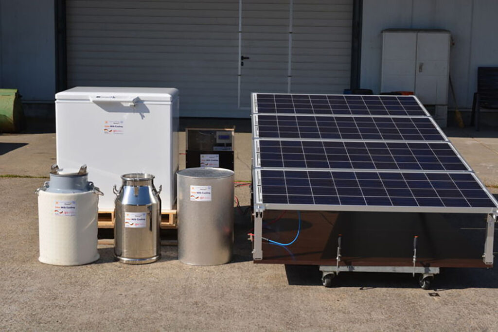 Example of a simple solution for milk can cooling. Solar panelled powered freezer, to rapidly cool down milk. Photo: energypedia.info