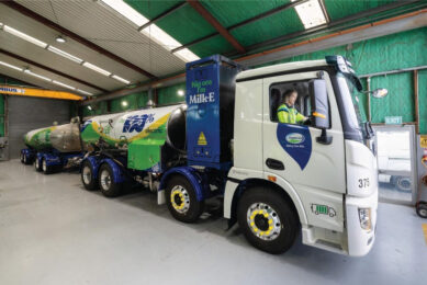 Fonterra says the Milk-E is the first fully electric milk tanker in New Zealand, and might be the first in the world.  Photo: Fonterra