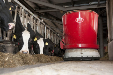 The Lely Vector MFR is another durable feed pusher robot with an accessible drive and electrical components, stainless-steel bin and auger, and galvanized bumper.