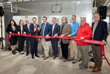 (L-R) Stacey Dimas, Chief of Staff, the Office of New York State Senator Webb; Elizabeth Wolters, Deputy Commissioner, New York State Agriculture and Markets; Guillermo Schroeder, R&D Director Cargill; Benjamin Z. Houlton; Ronald P. Lynch Dean of CALS; Joe McFadden, associate professor of dairy cattle biology, Cornell CALS; Brendan Tydings, administrator, Genesee Valley Regional Market Authority; Dan Kingston, Vice Chairman, Board of Directors, Genesee Valley Regional Market Authority; Daryl V. Nydam, professor, Cornell College of Veterinary Medicine and David Drinkwater Faculty Director, Cornell Atkinson Center for Sustainability; Tom Overton, Chair of Cornell CALS Animal Science Department; Jonathan Griffin, Senior Vice President, Balchem Corporation. Photo: Cargill